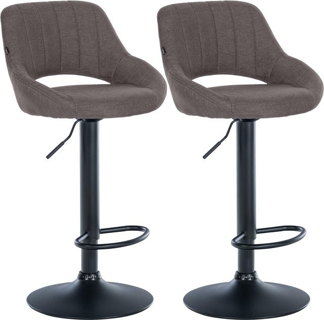 CLP Barhocker 2er Set Milet höhenverstellbar mit Lehne, gepolsterte Barstühle mit Stoffbezug und Metallgestell, drehbar - Bild 1