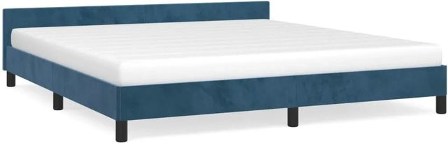vidaXL Bettgestell mit Kopfteil aus Samt in Dunkelblau B/T/H: 160 x 200 x 163 cm - Bild 1