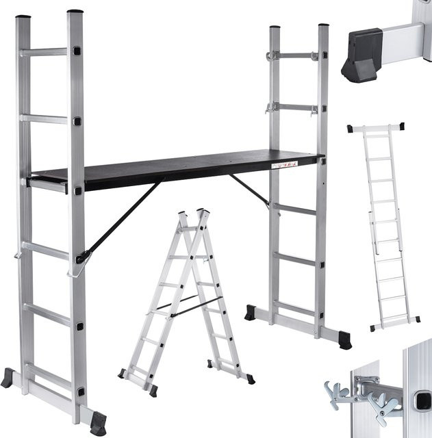 MAXCRAFT Mobile Aluminium Arbeitsbühne Multifunktionsgerüst in Silber - Bild 1