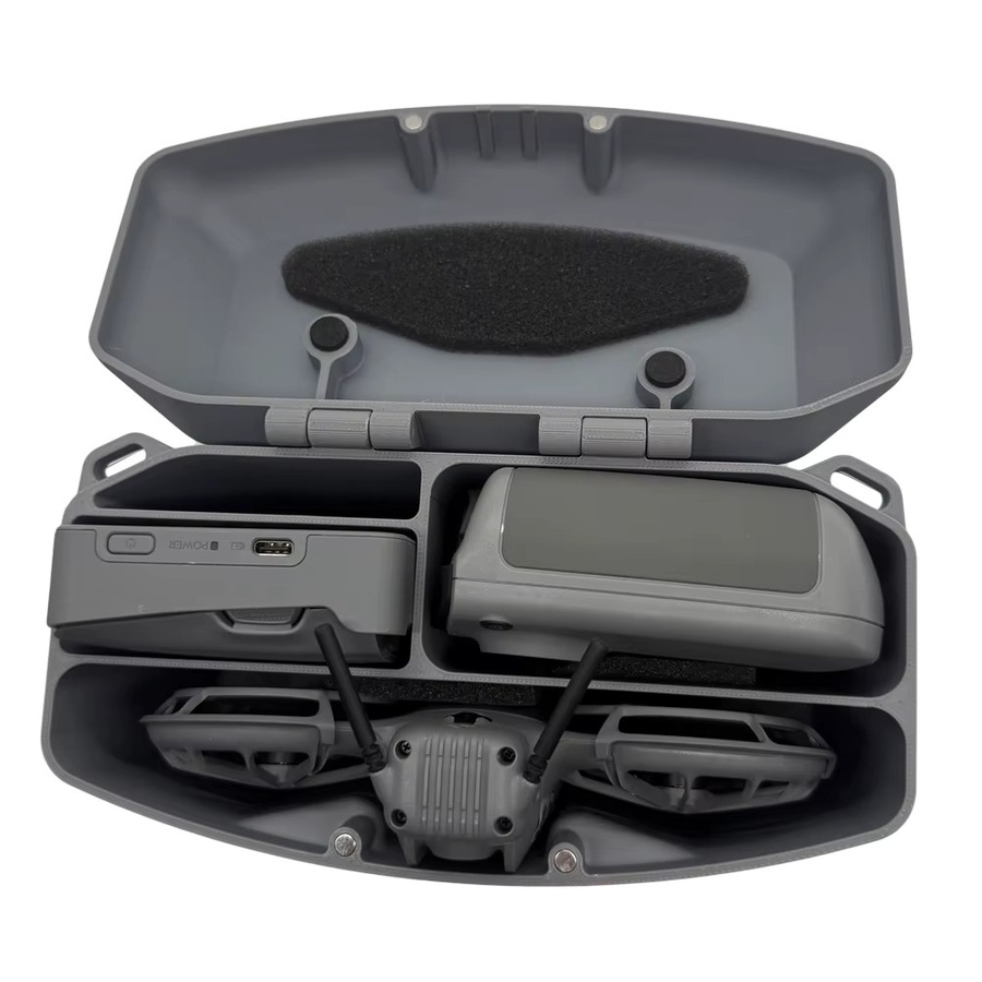 DJI Neo 2 Hartschalen-Tragetasche mit magnetischem Deckel und verstellbarem Gurt in Grau für Drohnenbatterie-Hub und RC N3 Controller - Bild 3