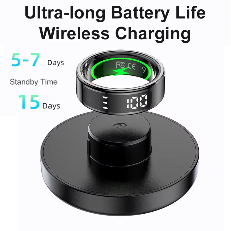 MISIRUN R11 Smart Ring mit Display und Touch-Funktion in Schwarz für Damen und Herren mit Gesundheitsmanager, IP68 & 5 ATM wasserdicht, kompatibel mit Android und iOS - Bild 4