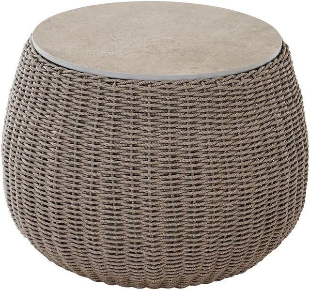 Siena Garden Gartentisch Liguria Rund aus Stein in Grau mit Aluminiumgestell Durchmesser: 60,5 cm - Bild 1