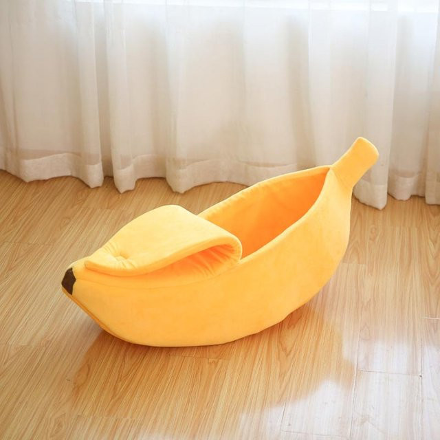 Bananenförmiges Haustierbett von Pet Products My, gemütliches Katzennest und Hundezubehör in Gelb, B/T/H: 55 x 20 x 15 cm - Bild 1