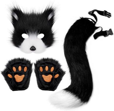 bosaidong Furry Therian Kostümset, Plüsch / Textil, schwarz - Bild 1