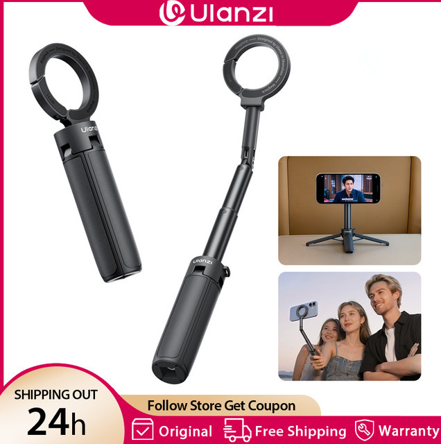 Ulanzi MT71 2-in-1 Magnetischer Mini-Selfie-Stick und Desktop-Stativ in Schwarz für iPhone und Android mit 180 Grad Einstellbarkeit für Vlogs - Bild 1