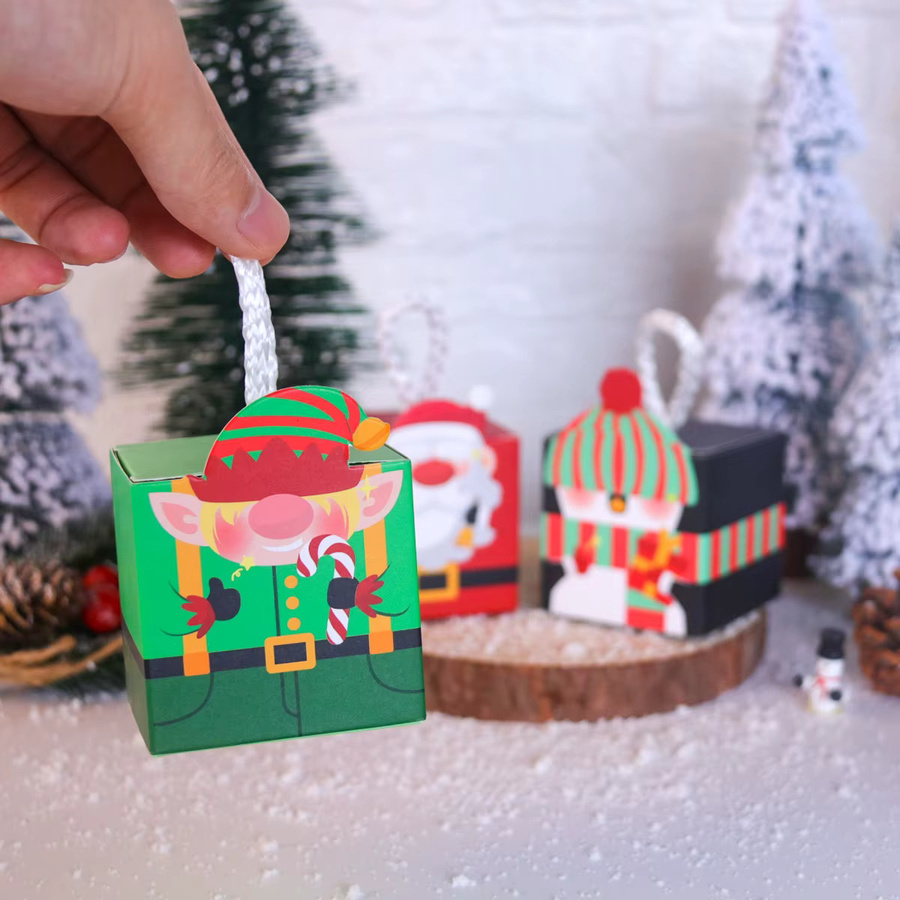 10er Set joy-enlife Weihnachts Geschenkkartons mit Santa Claus und Weihnachtsbaum Motiv in Multicolor zur Verpackung von Süßigkeiten und Cookies - Bild 2