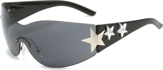 YiRan Wrap-Around Sonnenbrille, randlos, Unisex, schwarz, Kunststoff - Bild 1