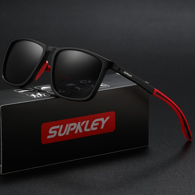 Supkley Sportsonnenbrille, Vollrand, Kunststoff, Schwarz, Unisex, polarisiert - Bild 1