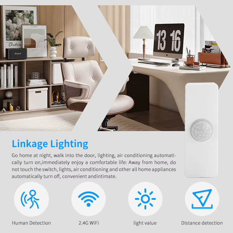 Tuya Smart Home WIFI Bewegungsmelder mit App-Steuerung und Alarmfunktion, kompatibel mit Alexa und Google Home, Weiß - Bild 3