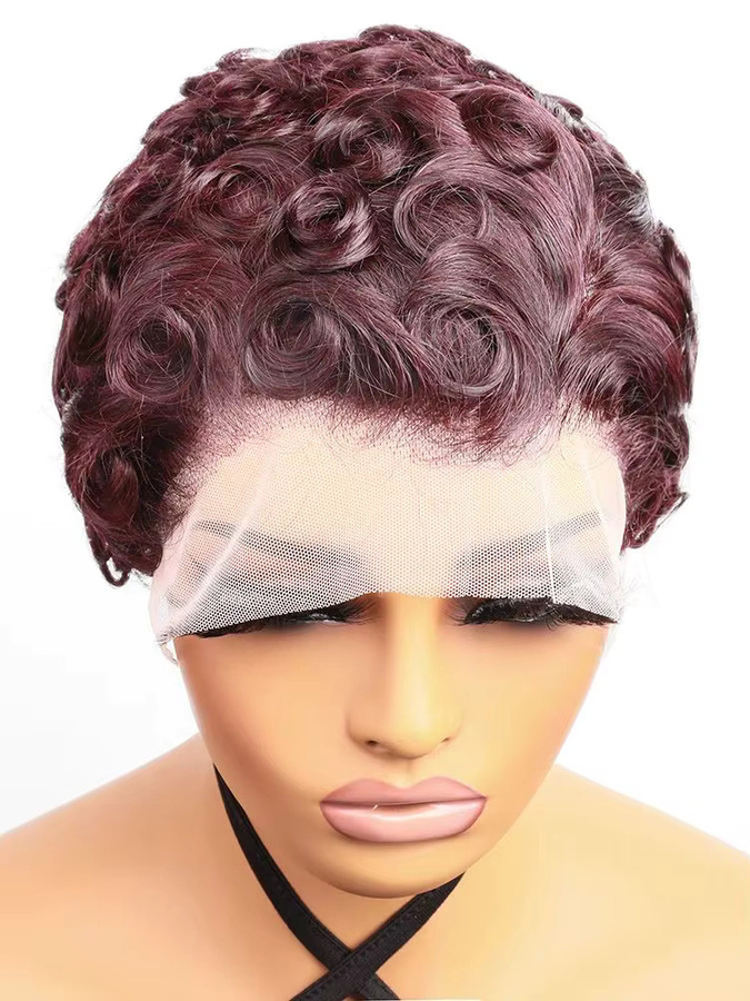 htonicca Perücke, lockiges menschliches Haar, 13x4 transparente Spitze, Damen - Bild 6