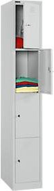 Schäfer Shop Select Garderobenspind mit 4 Abteilen, 4-türig, grau, abschließbar, B/T/H: 30,0 x 45,7 x 180,0 cm - Bild 1