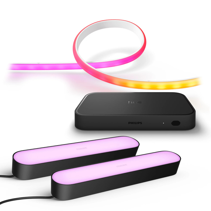 Philips Hue Sync Set mit Gradient Lightstrip, Hue Sync Box 8K und 2x Play Lightbar in Schwarz (RGBIC LED) - Bild 1