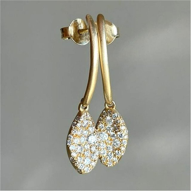 YoYo Tropfenohrringe, Zirkonia, Gold, Damen, Vintage - Bild 1