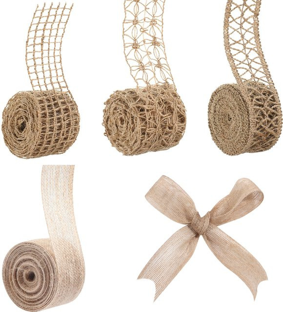 Louleur Natürliches Juteband in Beige und Braun für Bastelarbeiten und Hochzeiten, Breite: 2,5 cm - Bild 1