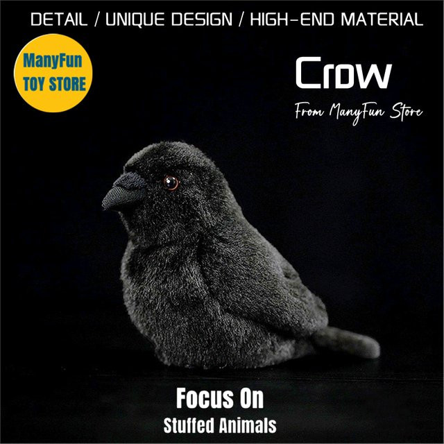 Corvus Corax Krähen-Plüschtier, Rabe, Schwarz, Plüschfigur - Bild 1