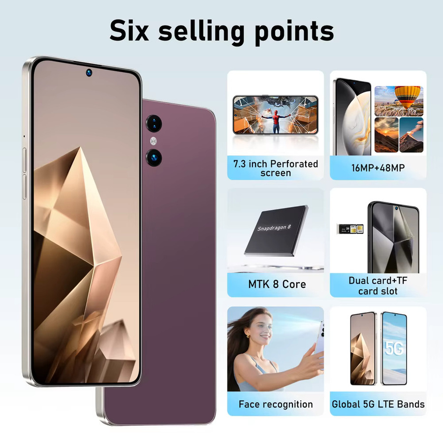CHOTOG S26 Ultra Smartphone Android 5G mit 7,3 Zoll HD Display, 22 GB RAM, 2 TB Speicher, 7800 mAh Akku, Dual-SIM und WLAN in Schwarz - Bild 2