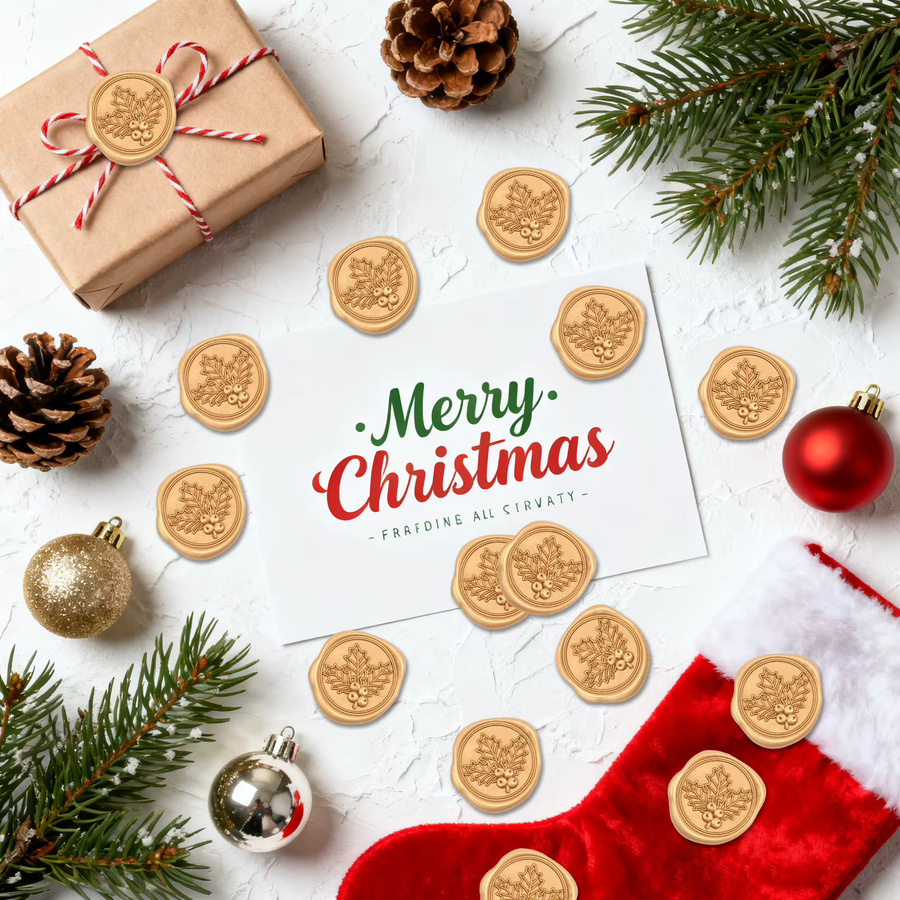 30 Stück Selbstklebende Wachssiegel Aufkleber mit Weihnachtsmotiven für Einladungskarten und Umschläge - Bild 2