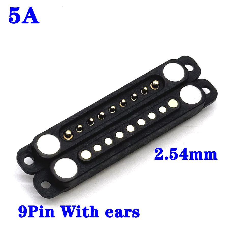 LAJQTAO Wasserdichter Magnetischer Pogo-Pin-Steckverbinder mit Befestigungslaschen, 2-Pin oder 10-Pin, 5A, Federkontakt 2,54mm, DC-Stromanschluss, Schwarz - Bild 2