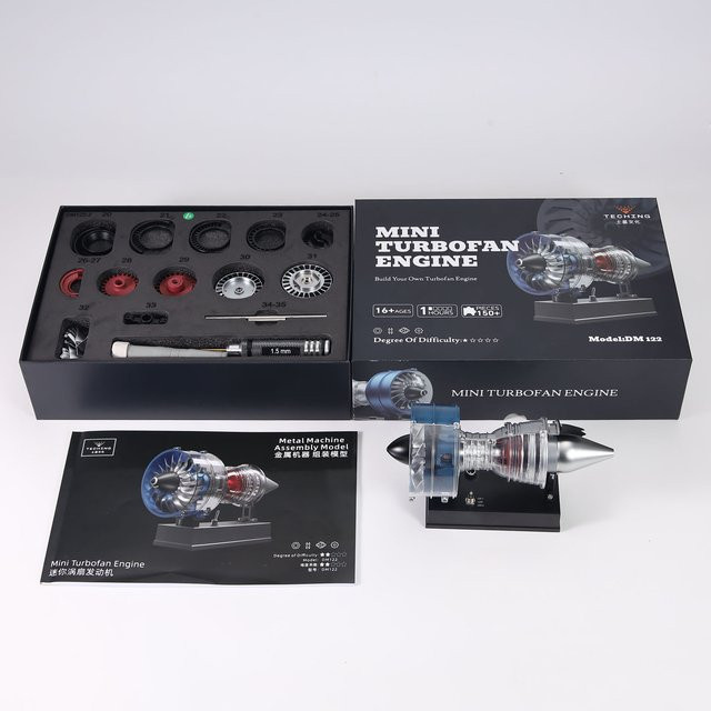 TECHING DM122 Mini Metall Aero Turbofan Motor, Elektrische Modell Sammeln Dekoration, 170 + Teile, Manuelle Montage Kits - Bild 1