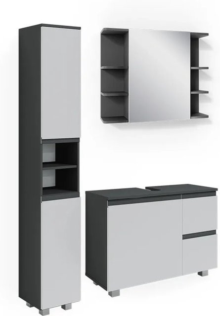 Vicco Badmöbelset J-Shape modern in Weiß und Anthrazit - Bild 2
