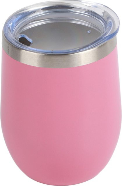 Fishine Eierschalenbecher aus 304 Edelstahl mit Deckel, isoliertes Weinglas in U-Form, 355 ml, Rosa und Grau - Bild 1