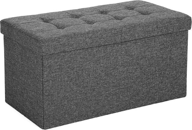 Songmics Sitzbank mit Stauraum in Grau aus Leinenimitat, B/T/H: 76 x 38 x 38 cm - Bild 1