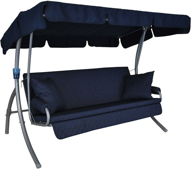 ANGERER Hollywoodschaukel LIVING 3-Sitzer Blau mit Sonnenverdeck und Liegefunktion, B/T/H: 240 x 160 x 145 cm - Bild 1