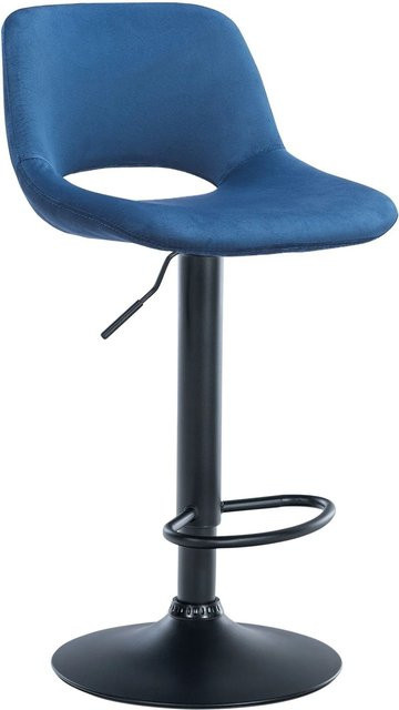 DELUKE Barhocker JAKSON mit Lehne, Blau, Samt, 360 Grad drehbar, H: 110 cm, B: 46 cm, T: 42 cm - Bild 1
