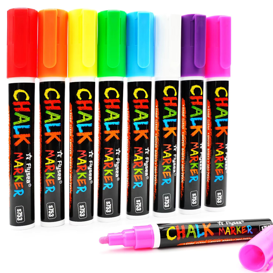 Kolorowys Flüssige Kreidemarker Set, 8 Farben, abwischbare Textmarker für Whiteboards, Glas und Fenster - Bild 3