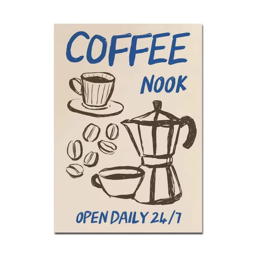 Cafe Morning Retro Anime Poster Aufkleber Multicolour B/H: 15 x 15 cm - Bild 3