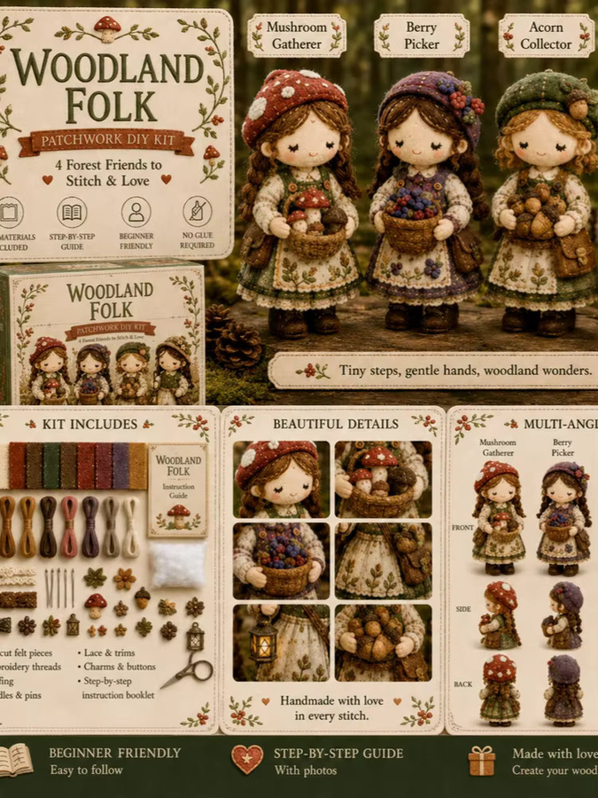 WEEDDIE Patchwork-DIY-Set, Filz-Bastelset, Bunt / Mehrfarbig - Bild 1