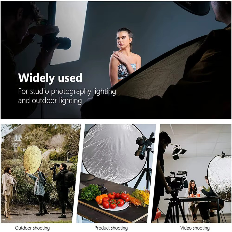 5 in 1 zusammenklappbarer runder Fotografie Reflektor mit Diffusor und Tragetasche für das Fotostudio und Außenbereich - Bild 5