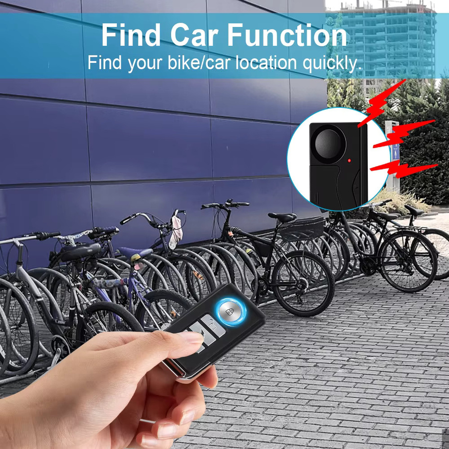 Kabelloses Vibrations-Alarmsystem mit Fernbedienung und 110dB Alarm für Tür, Fenster, Motorrad und Fahrrad in Schwarz mit WiFi-Funktion - Bild 4