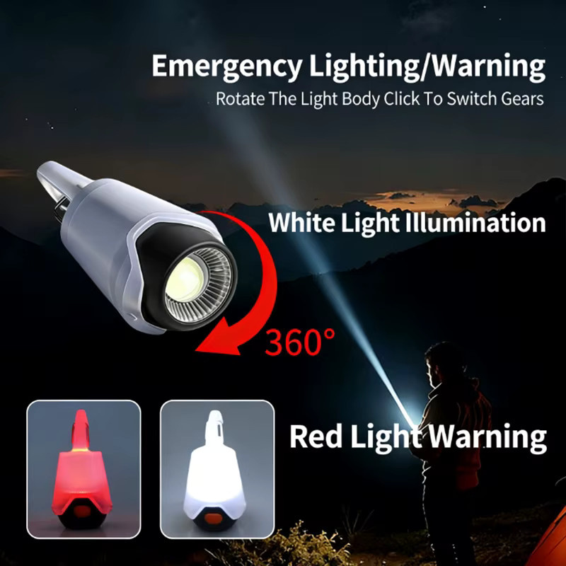 LINYILIGHT LED-Mini-Campinglampe, wiederaufladbare tragbare Taschenlampe mit weißem und rotem Licht, wasserdichtes Notlicht für Outdoor, Camping und Radfahren - Bild 2