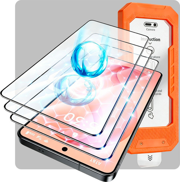 3er-Pack Gehärtetes Glas Displayschutz für Samsung Galaxy S26 Ultra, S25 Edge und S24 Plus in Transparent mit 9H Härtegrad und Fingerabdruck-Entsperrung - Bild 1