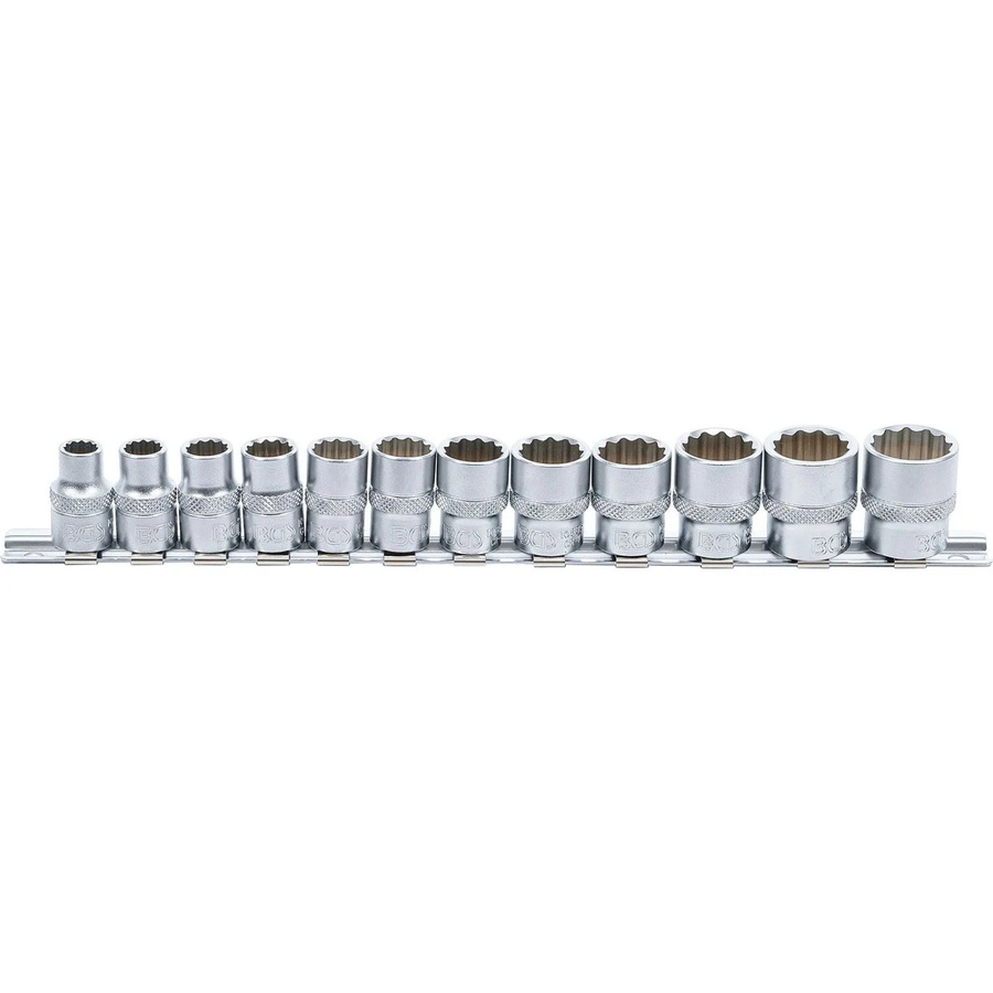 BGS Steckschlüssel-Einsatz-Satz 12-teilig aus Chrome Vanadium, Zwölfkant mit 3/8 Zoll Innenvierkant Antrieb, SW 8 - 19 mm, Farbe Silber - Bild 2