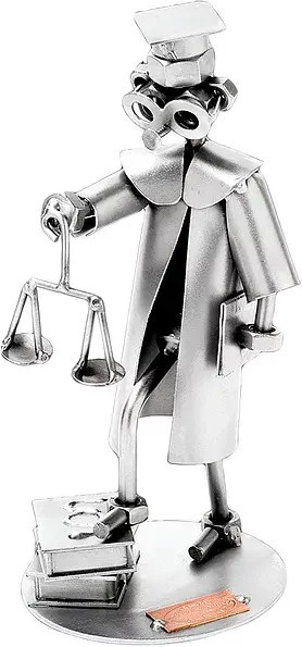 Schraubenmännchen Rechtsanwalt oder Richter in Robe von Hinz & Kunst, silberfarben aus Metall - Bild 1