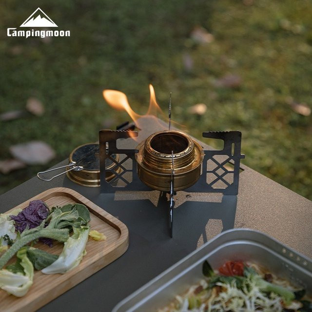 CAMPINGMOON Alkoholkocher AS-1 aus Messing in Gold für Outdoor und Picknick - Bild 1