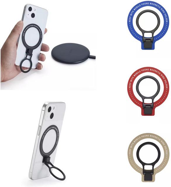 Aruiser Magnetische Handyhalterung mit drehbarem Fingerring und Aufkleber Pad in Gold - Bild 1