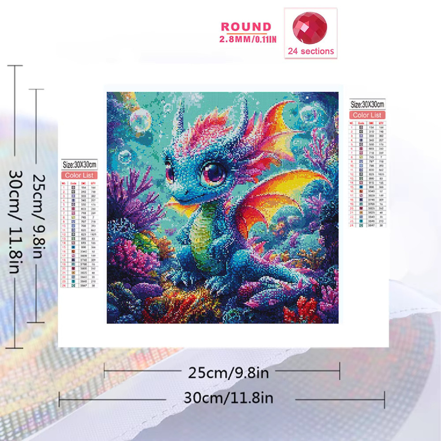 Evershine DIY Drachen Diamant-Stickerei als Korallenbild in Multicolour für Wandkunst, B/H: 20 x 20 cm - Bild 2