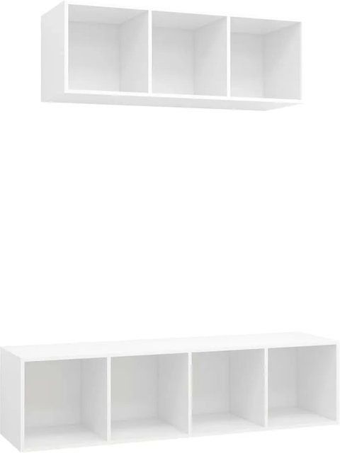 vidaXL 2-teiliges TV-Schrank-Set Weiß aus Holzwerkstoff für dein Wohnzimmer, B/T/H: 37 x 37 x 107 cm und 37 x 37 x 142,5 cm - Bild 1