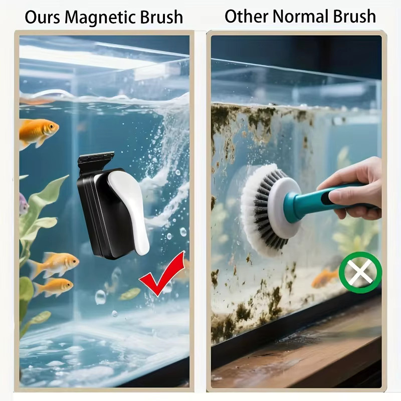 Untior Magnetische Glasbürste mit rutschfestem Griff in Schwarz für Aquarien, Badewannen und Fenster - Bild 4