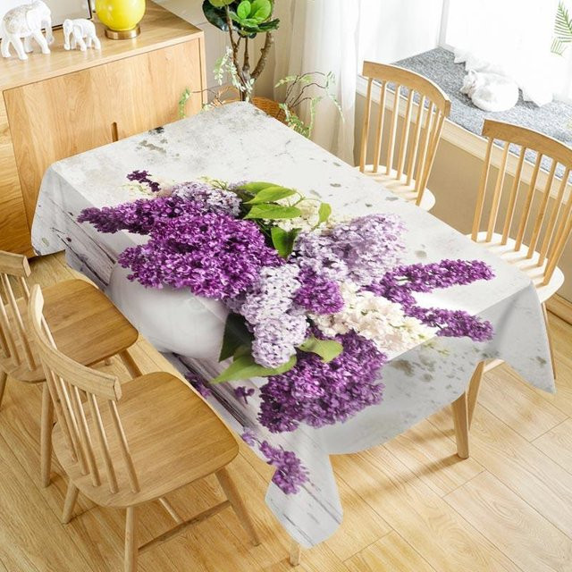 Waschbare Blumenflieder Tischdecke von shinehope aus verdicktem Oxford-Stoff, rechteckig, mehrfarbig, B/T: 70 x 120 cm, 100 x 140 cm oder 140 x 200 cm - Bild 1