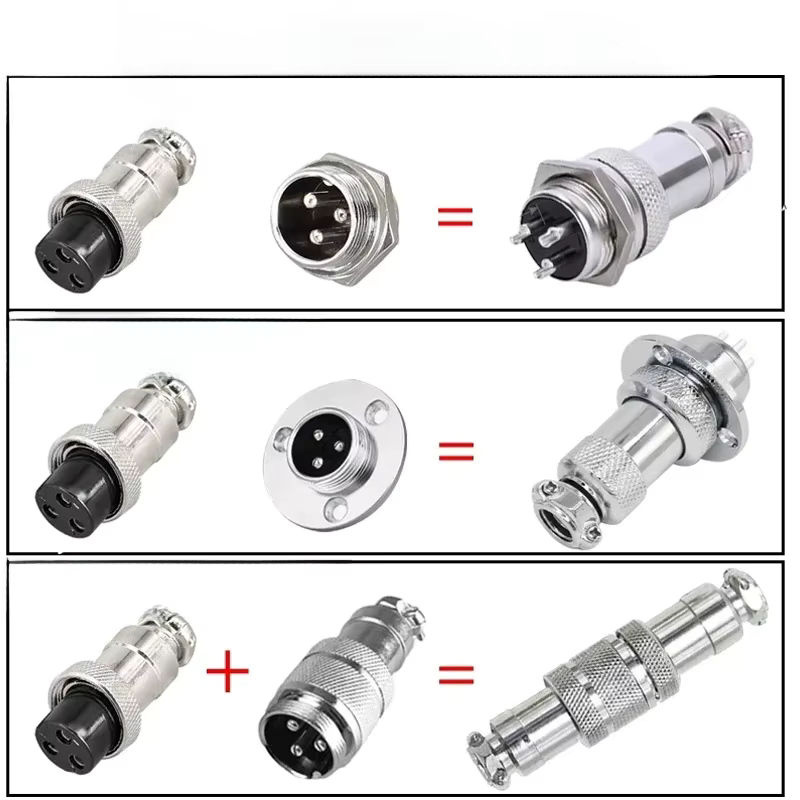 GX Aviation Rundsteckverbinder Set mit Stecker und Buchse in Silber für GX12 GX16 GX20 verschiedene Pin-Konfigurationen - Bild 6