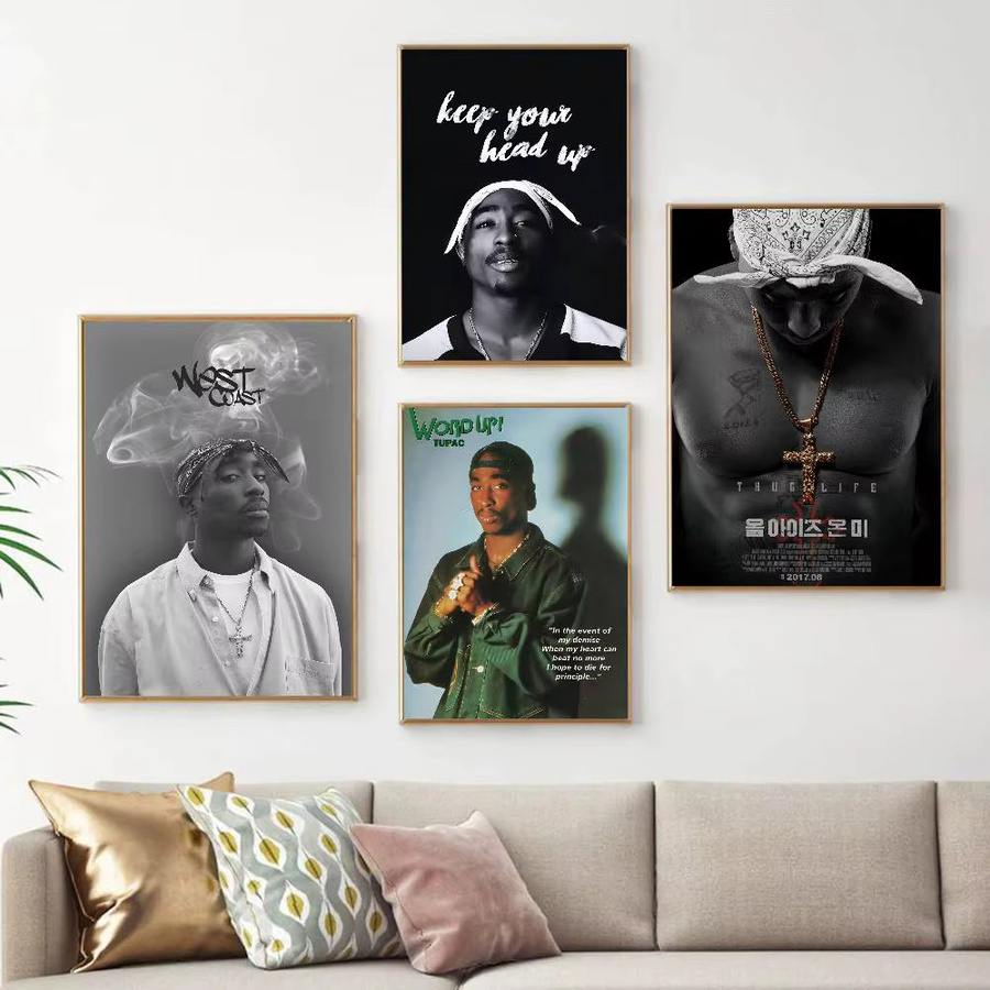 Tupac Shakur Vintage Poster Retro Wandkunst als grafisches Portrait für deine Wanddekoration - Bild 2