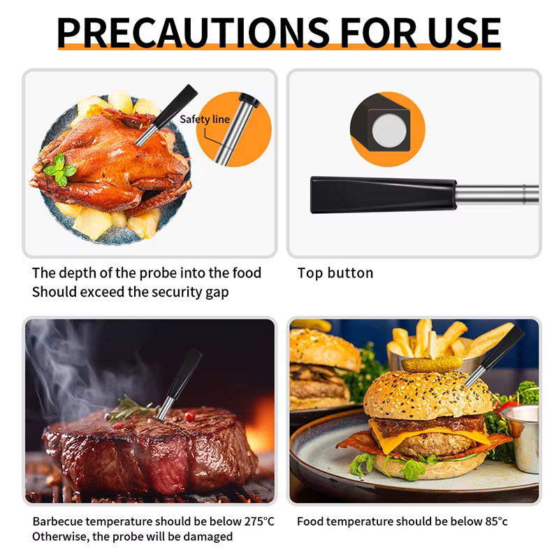 YTYIN Kabelloses Bluetooth BBQ-Sondenthermometer aus Edelstahl für Fleisch und Steak zur Temperaturkontrolle beim Grillen - Bild 5
