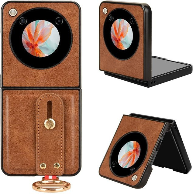 Leder-Schutzhülle mit Armband und Ringhalter für ZTE Nubia Flip in Braun - Bild 1