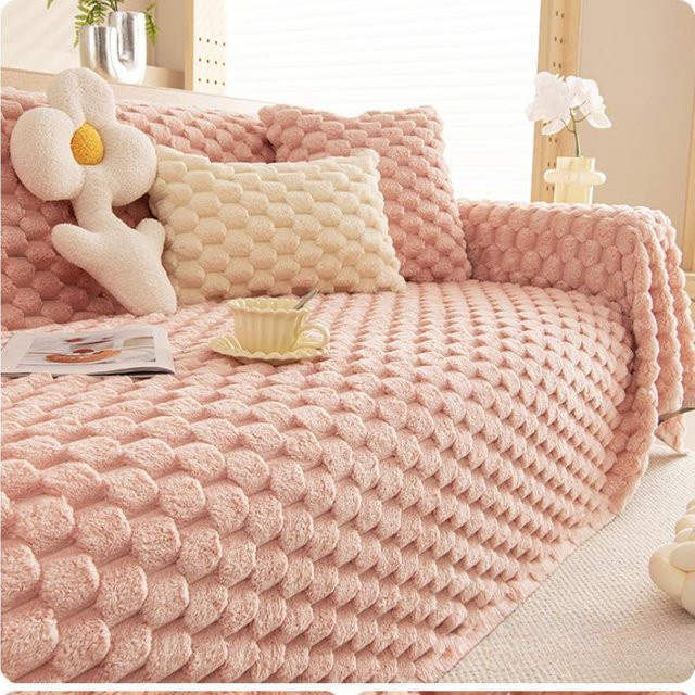 Super Six Winter Plüsch Sofa Überwurf Creme, B/B: 180 x 130 cm - Bild 1