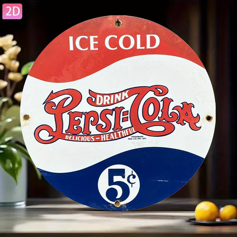 Potdemiel Pepsi Retro-Wanddekor aus Metall, Rund, Mehrfarbig, Durchmesser: 20 cm - Bild 2