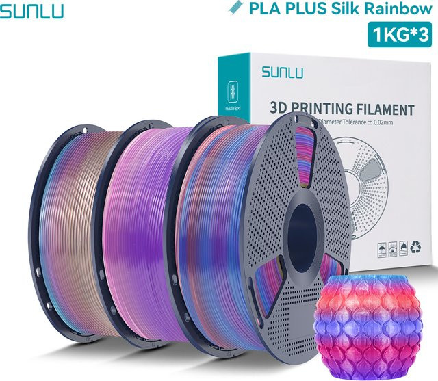 SUNLU Rainbow PLA 3D Printer Filament 1.75mm Mehrfarbiges Verlaufsfilament für FDM 3D-Drucker 3kg - Bild 1
